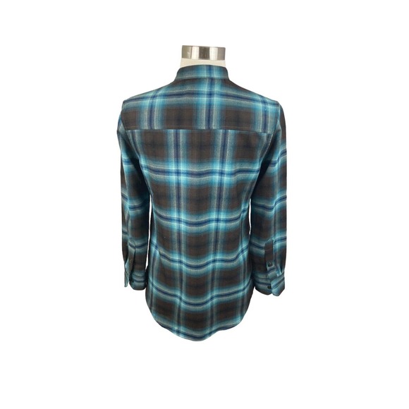 Pendleton Teal Brown Plaid Plaid 100% Wool Button Whitney Tunic Size P NWOT - Picture 3 of 4